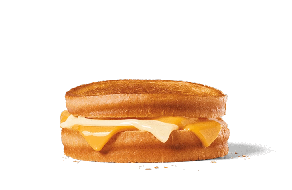 A mouthwatering sourdough grilled cheese sandwich showcasing thick, toasted slices filled with melting American cheese. The rich golden hue of the toasted bread contrasts beautifully with the creamy yellow of the cheese, highlighted against transparent background, capturing the simple yet irresistible appeal of this classic comfort food.